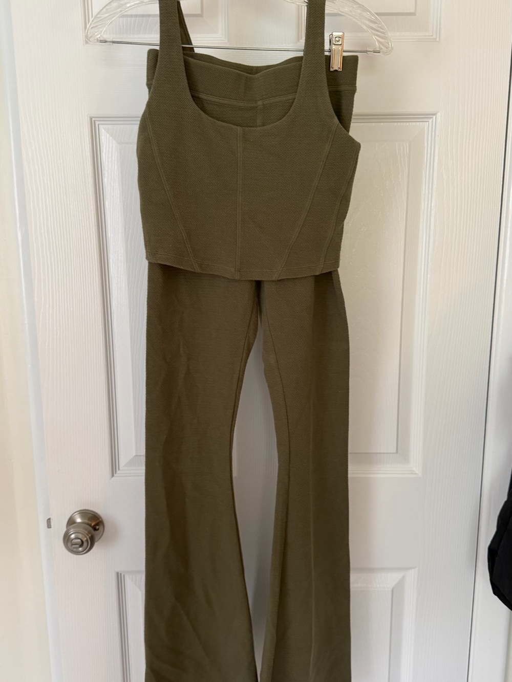 aerie Olive Green Ribbed Jumpsuit Set